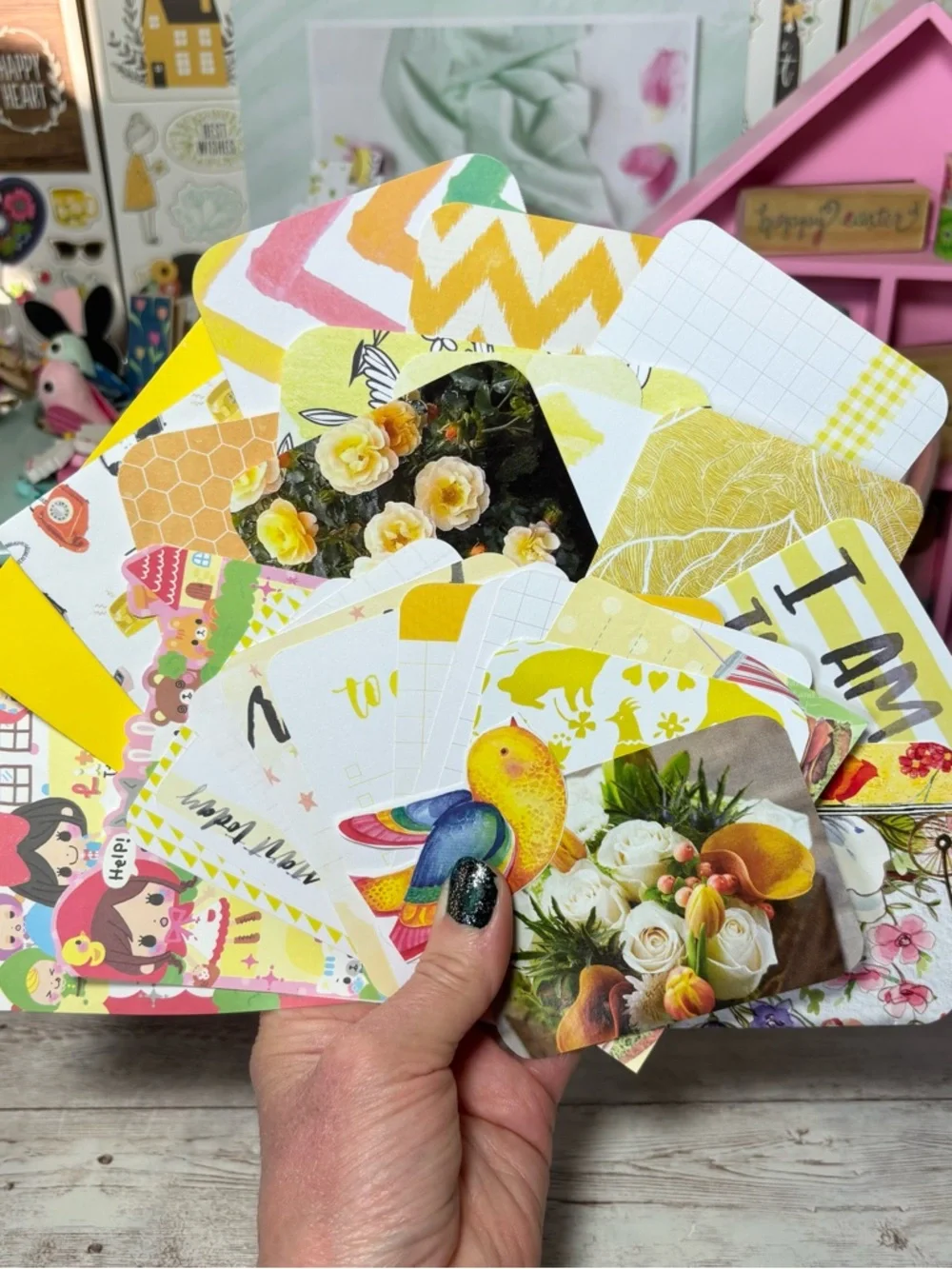 Yellow Junk Journal Paper Scrap Pack Kit 100 Pc Ephemera Planner Decor Scrapbook